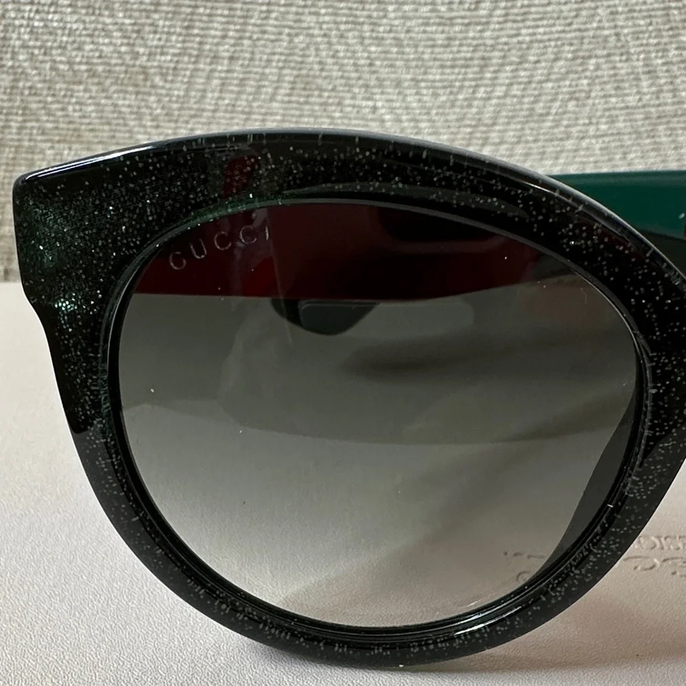 Gucci Glitter Black Green and Red Women's Sunglasses